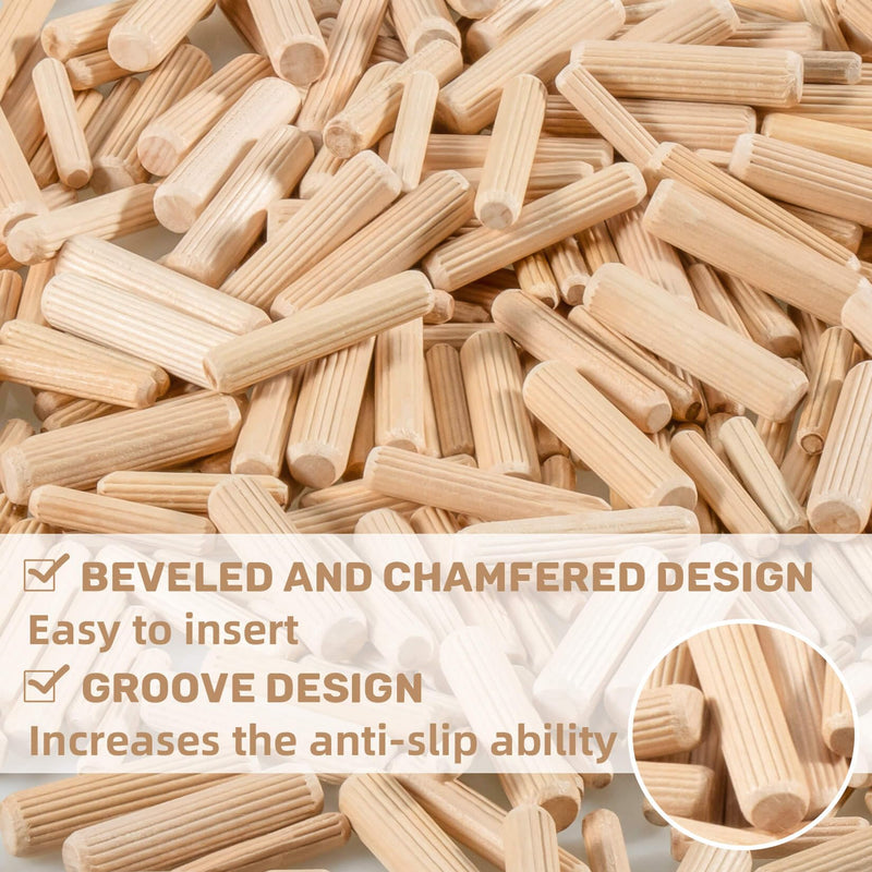 [Australia - AusPower] - Sukh 200Pcs Wooden Dowel Pins - Wooden Dowels Fluted Wood Dowel Pins with 1/4?5/16 and 3/8-inch for Joining in Furniture, Cabinets and Other Woodworking Projects or Crafts.… 