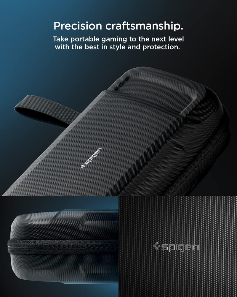 [Australia - AusPower] - Spigen Rugged Armor Pro Designed for Steam Deck LCD (2022) / Steam Deck OLED (2023) Hard Shell Travel Carrying Case with Pockets for Accessories and Original Charger Storage Bag Carry Case - Black 