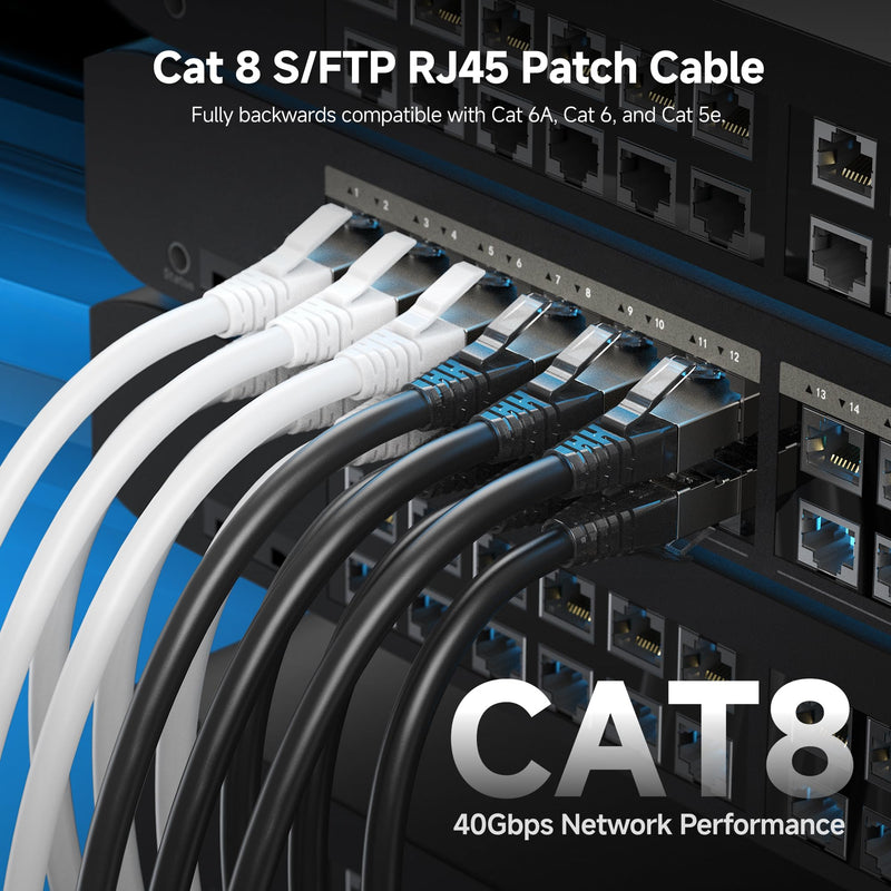 Cable Matters [Cat8 Certified] 40Gbps Long Shielded Cat 8 Ethernet Cable - 50ft, 2000Mhz Category 8 Ethernet Cord, Cat8 Cable for Gaming, White 50 ft 1-Pack