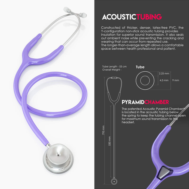 [Australia - AusPower] - MDF Instruments MD One Stainless Steel Stethoscope, Adult, Pastel Purple Tube + LUMiNiX Medical Professional Penlight 