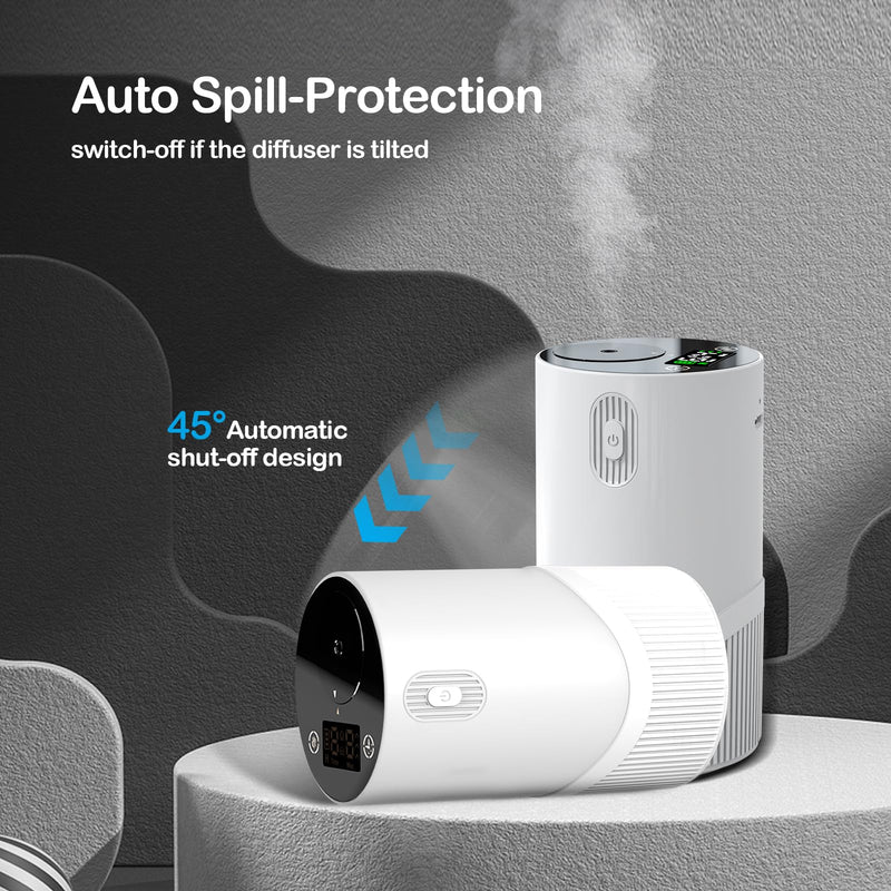 [Australia - AusPower] - Waterless Diffuser for Essential Oil-Aroma Scent Diffusers for Home Car Mini Aromatherapy Nebulizer Battery Operated Small Air Diffuser Machine 4 Mist Level 1/2/3/4/6H Timers Auto-off for Hotel 5-20ML 