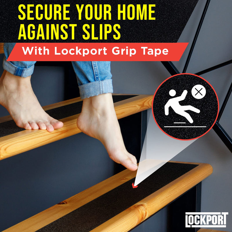 Lockport 2 Pack Grip Tape 50 Ft x 4 in and 6 Pack White Duct Tape 20 Yds x 2 Inches Bundle