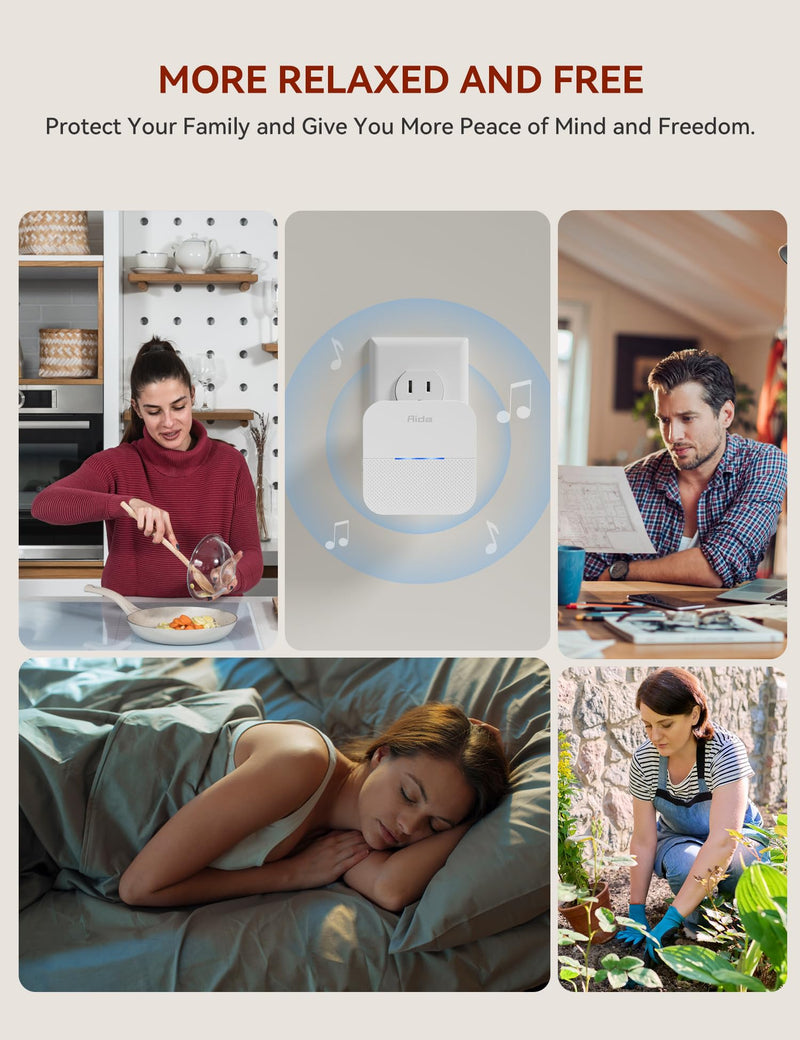 [Australia - AusPower] - AIDA Wireless Caregiver Pager, 2 SOS Call Buttons/1 Plug-in Receiver, 600 feet Range, 58 Chimes, 5 levels and up to 110dB Volume, for Home Pager Nurse Call Seniors Elderly Patients Children Emergency 