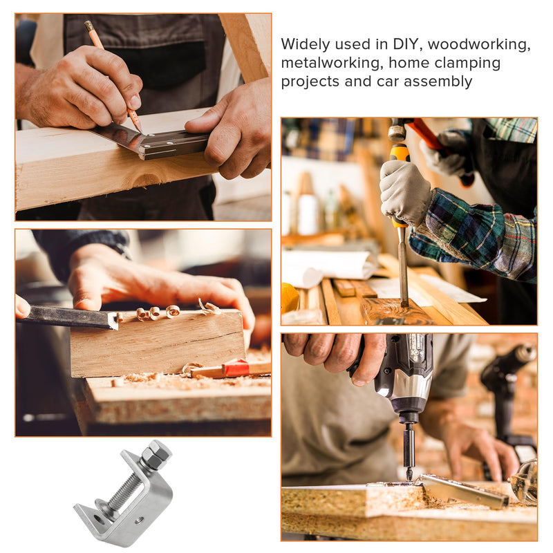[Australia - AusPower] - 304 Stainless Steel C Clamp,1 1/2 Inch Tiger Clamp Woodworking Clamp Heavy Duty C Clamps for Woodworking, Welding and Construction,Features Stable Wide Jaws and Protective Pads(2 Pcs) 45mm-2 Pcs 