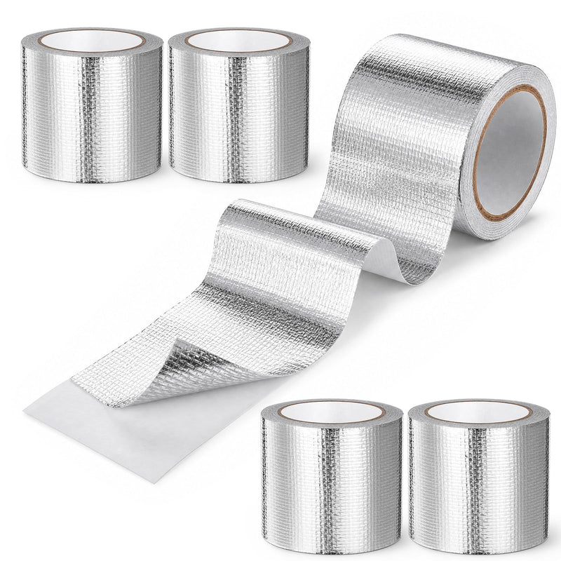 2" x 132 Ft Aluminum Foil Tape, Silver Heat Reflective Tape, 5.91 mil - Heavy Duty Heat Shield Fiberglass High Temp Tapes for HVAC, Pipe, Exhaust, Hose and Auto Use(4 Rolls)