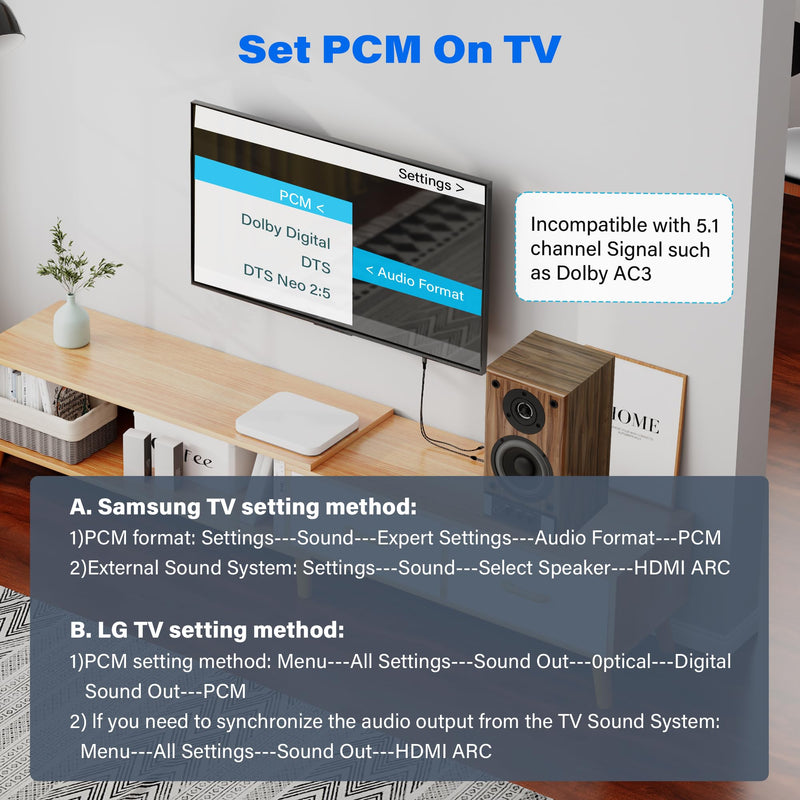 Unidirectional 192KHz HDMI ARC/eARC to Optical Toslink SPDIF Audio Extractor Splitter Converter Cable 4 Ft, USB Powered Digital Adapter for HDTV to Soundbar Home Theater Amplifier Old Speaker 4FT