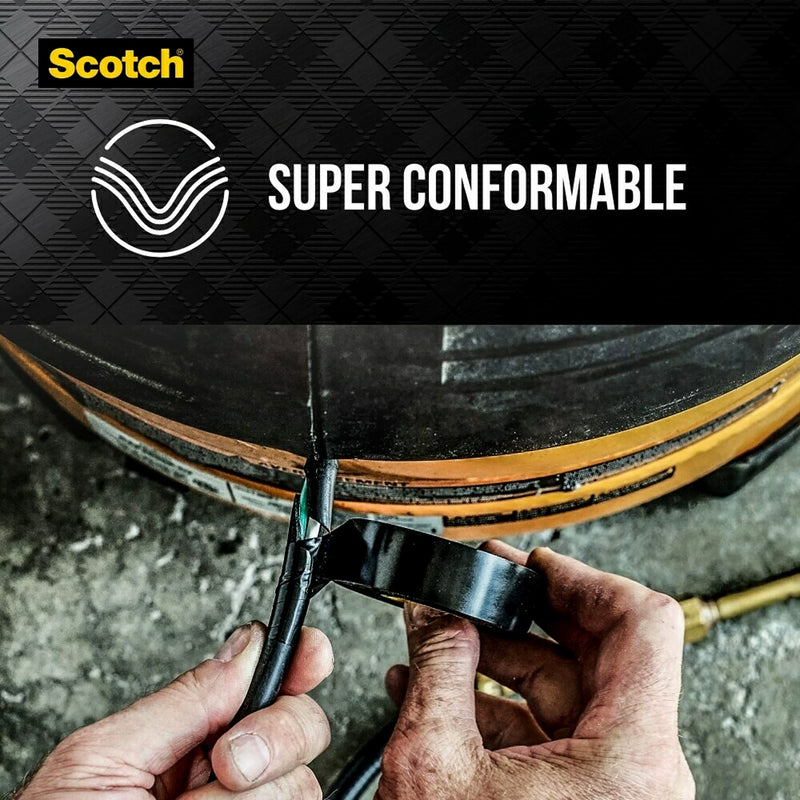 3M Scotch Super 88 Vinyl Electrical Tape, -18 to 105 Degree C, 10000 mV Dielectric Strength, 66' Length x 3/4" Width, Black, 2 PACK