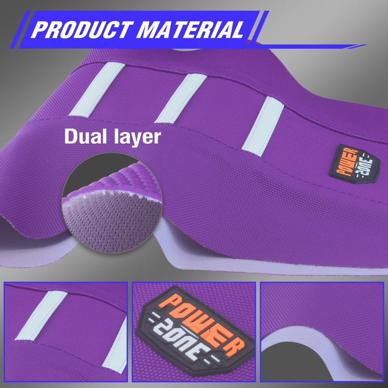 [Australia - AusPower] - Dirt Bike Seat Cover - White Stripe Universial Seat Cover for Dirt Bike - Motorcycle Motorcross Enduro Seat Covers (Purple) Purple 