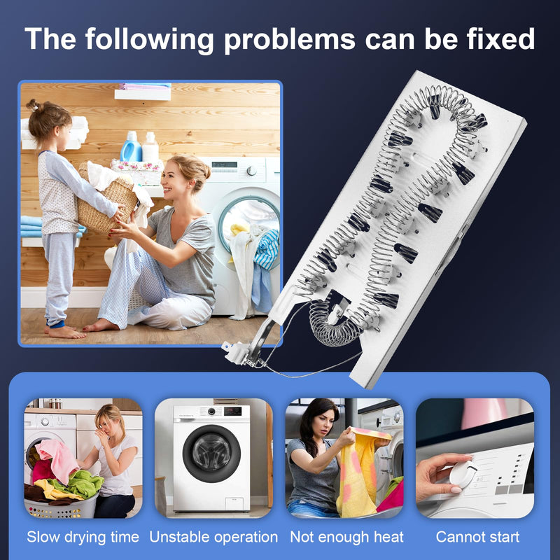 [Australia - AusPower] - Replacement for Whirlpool WED6620HC1, GEW9250PW1, Maytag MED7230HW1, MED5630HC2, MED6230HW2, MED7230HW2, MED5630HC1 Dryer Heating Element & Thermal Fuse & Thermostat Kit 