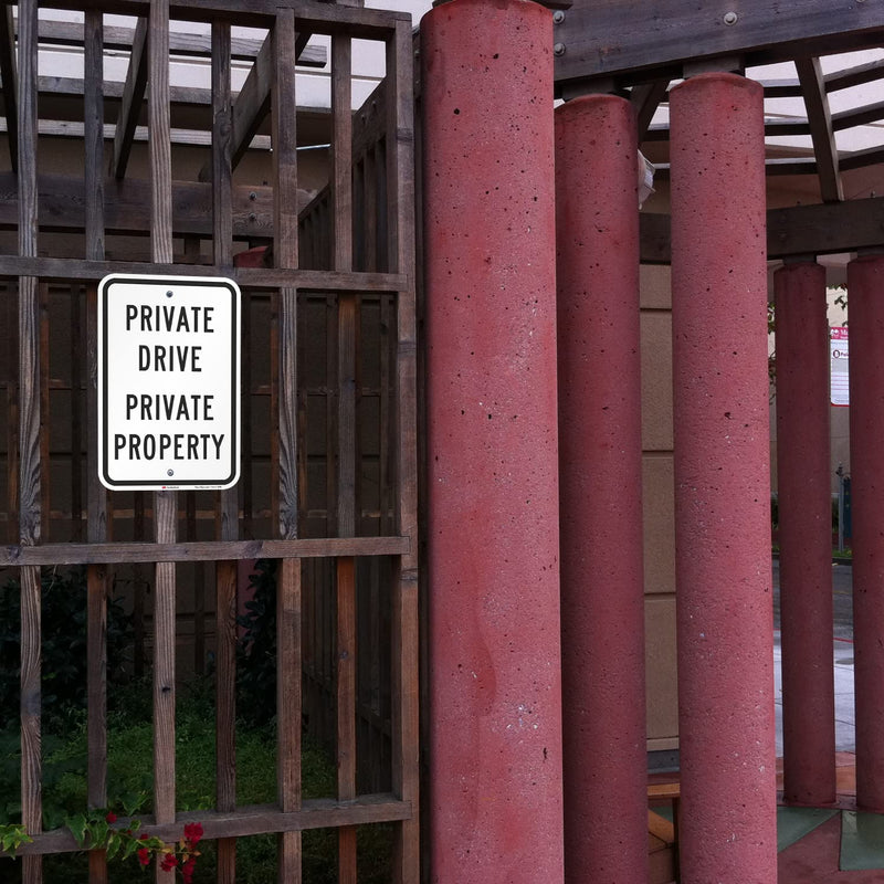 SmartSign "Private Drive - Private Property" Sign | 12" x 18" 3M Engineer Grade Reflective Aluminum Black on White