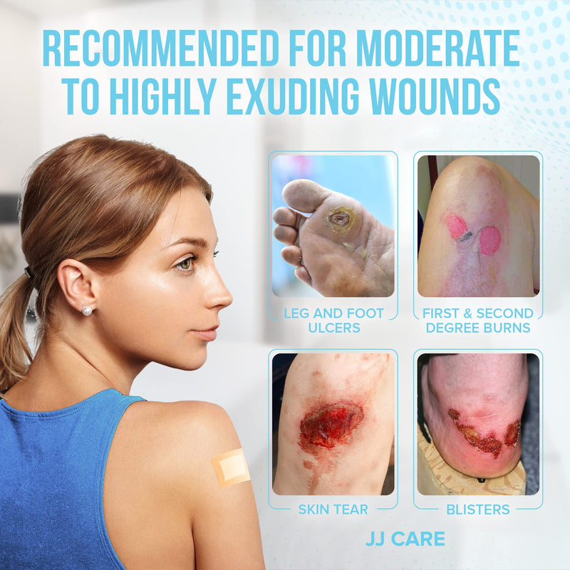 [Australia - AusPower] - JJ CARE Silicone Foam Dressing 2x2 [Pack of 10], Silicone Bandages for Wounds, Waterproof Wound Dressing with Silicone Adhesive Border, Absorbent Bed Sore Bandages for Wound Care 2x2 Inch (Pack of 10) 
