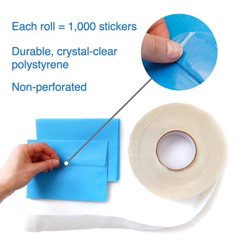 ChromaLabel 1.50 Inch Round Stickers, Wafer Seals Envelope Sealer, Office and Library Supplies Seal Stickers - 1000 Envelope Seals per Roll, Non Perforated Clear Labels 1-1/2" Diameter 1000/Roll