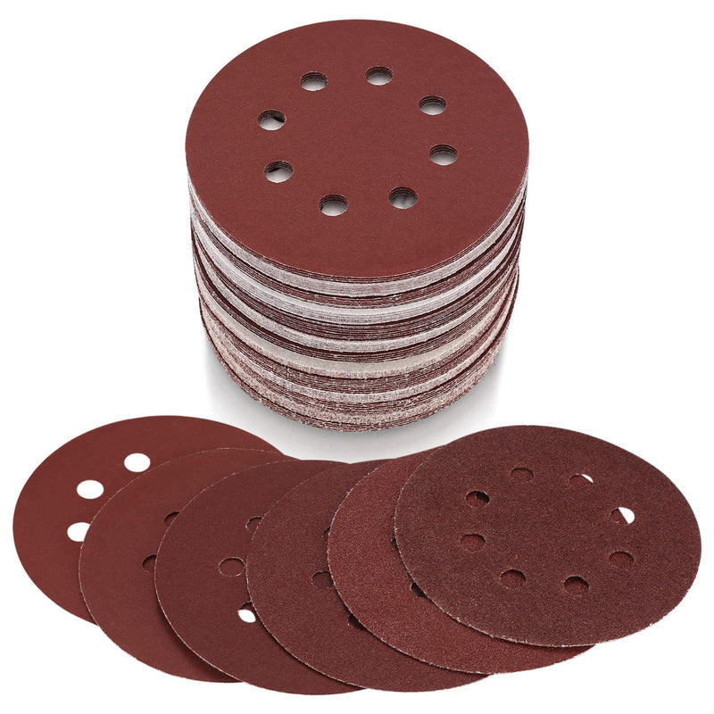 [Australia - AusPower] - Pack of 30 Sandpaper 125 mm Velcro, Sanding Discs, 8 Holes Round Velcro Sandpaper for Random Orbital Sanders Wood, Metal, Colour (40 Grit) 40 grit 