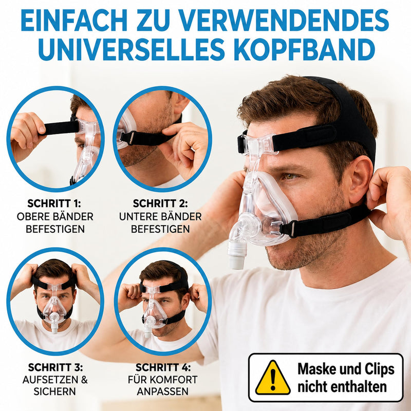 Pack of 2 Universal Cpap Headband - Mask & Clips Not Included | Universal mask strap for CPAP therapy for sleep apnea - soft neoprene material, no chin strap sleep apnea - headband 2 pieces (pack of 2)