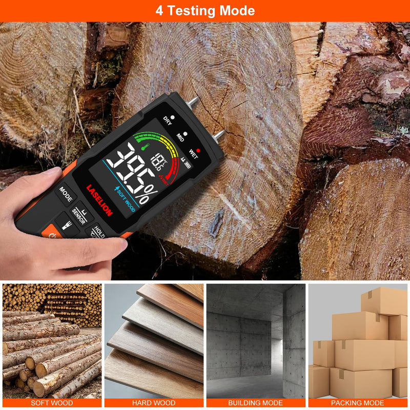 [Australia - AusPower] - 2-in-1 Pin & Pinless Moisture Meter MS03 – Accurate Moisture Detection for Wood, Concrete, Drywall, and More – LCD Display with Hold Function, Flashlight, and Auto Power Off 