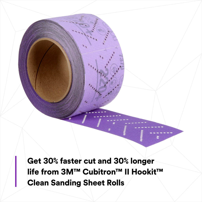 3M Cubitron II Hookit Abrasive Sheet Roll, 34447, Multi-Hole, 70 mm x 12 m, 220+ Grade, Automotive Sanding Roll Sandpaper for Coating Removal, Body Repair, Auto Sanding Pack of 1
