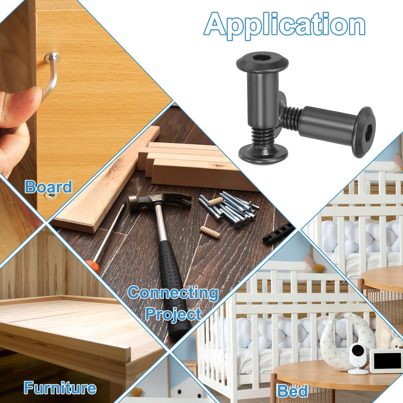 [Australia - AusPower] - PATIKIL 20 Set Hex Chicago Screws, Metric Hex Drive Socket Cap 6 x 30 mm Bolts and 6 x 15 mm Nuts Binding Screw Posts for Scrapbook Leather Belt Album Furniture Repair, Black M6 x 30 mm 