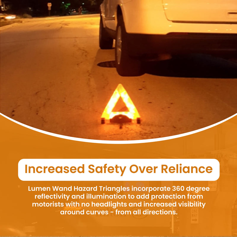 [Australia - AusPower] - Emergency Warning Triangle by Lumen Wand Store for Road Side Safety, Vehicle Breakdown, and Hazard Marking - Internal LED Illumination Combined with External Reflectivity, 1 