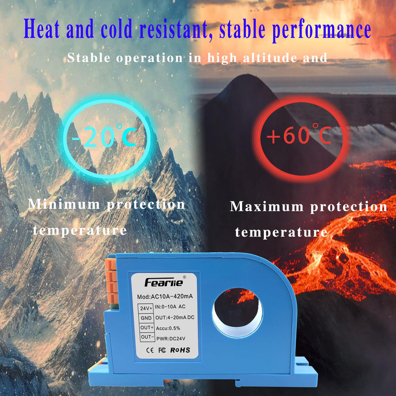 [Australia - AusPower] - AC Current Transmitter,Hall DC Sensor,Output to PLC or Instrument,High Precision Perforated Sensing Current 0-10V-420mA 0-10A/4-20mA 