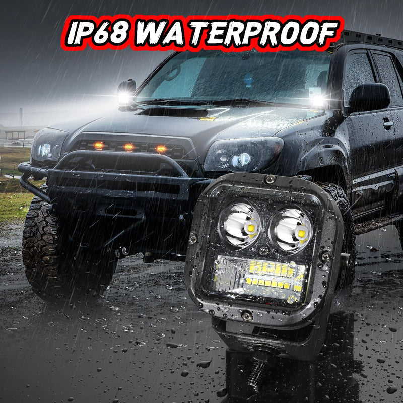 LED Cube Light Pod 3 Inch 110W CREE Off Road Driving Reverse Light Bar Spot Flood Combo Square LED Pods Ditch Lights Backup Work Lights for Offroad Truck SUV ATV UTV Marine Driving Beam