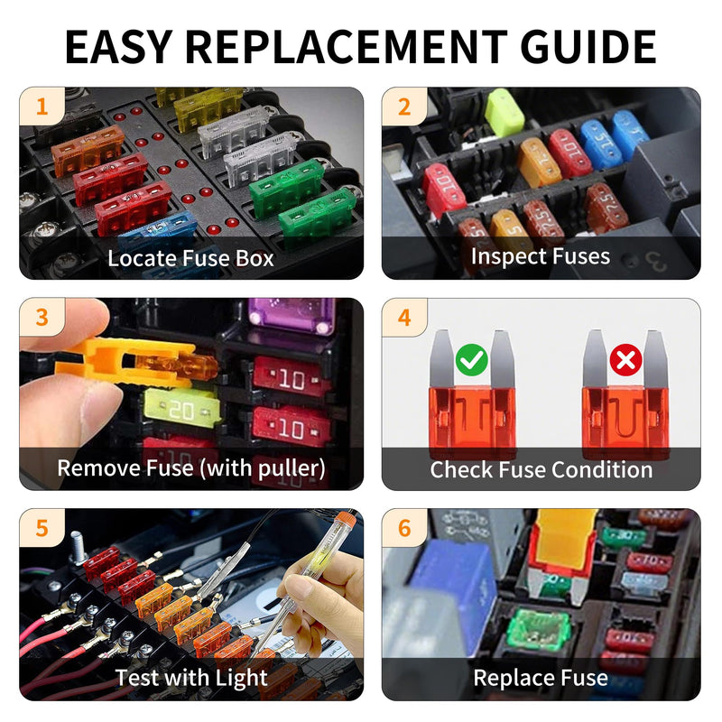 [Australia - AusPower] - 1200 Pcs Car Fuse kit - 520 Pcs Standard Fuses Assortment kit & 680 Pcs Mini Fuses, 1 Fuse Puller for Auto/RV/Truck/Motorcycle/Yacht (2A 3A 5A 7.5A 10A 15A 20A 25A 30A 35A 40A) 1200 