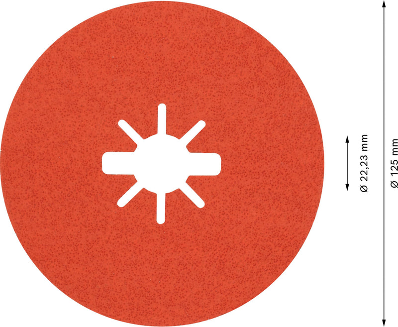 [Australia - AusPower] - Bosch 25 x Expert R782 Prism Ceramic X-LOCK Fibre Discs (for Steel, Stainless Steel Sheets, Diameter 125 mm, Grit 60, Professional Accessories, Small Angle Grinder) 2-Ø 125 mm Pack of 25 