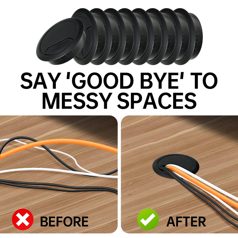 [Australia - AusPower] - 12 Pcs Desk Grommet 2 inch(50mm), Desk Hole Grommet, Cable Grommet, Desk Hole Cover, Desk Cord Hole Cover, Desk Cable Hole Cover with Hole Saw, Desk Wire Hole Insert, Furniture Hole Cover(Black) Black+Hole Saw 2Inch_50mm Black 12PCS 