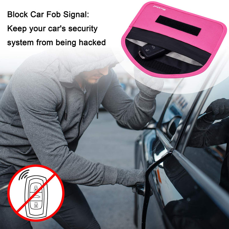 [Australia - AusPower] - Signal Blocking Bag, 2 Pack RFID Faraday Bag Shield Pouch Cage Box Wallet Case for Cell Phone and Car Key FOB, Privacy Protection, Anti-Hacking - Black & Hot Pink 