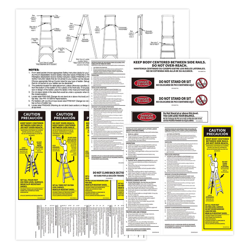 10 Pcs Step Ladder Safety Stickers Compatible with Werner Fiberglass Stepladder, Extension Ladder Inspection Labels Stickers Replacement for Werner LFS100 Fiberglass Step Ladder Label Kits