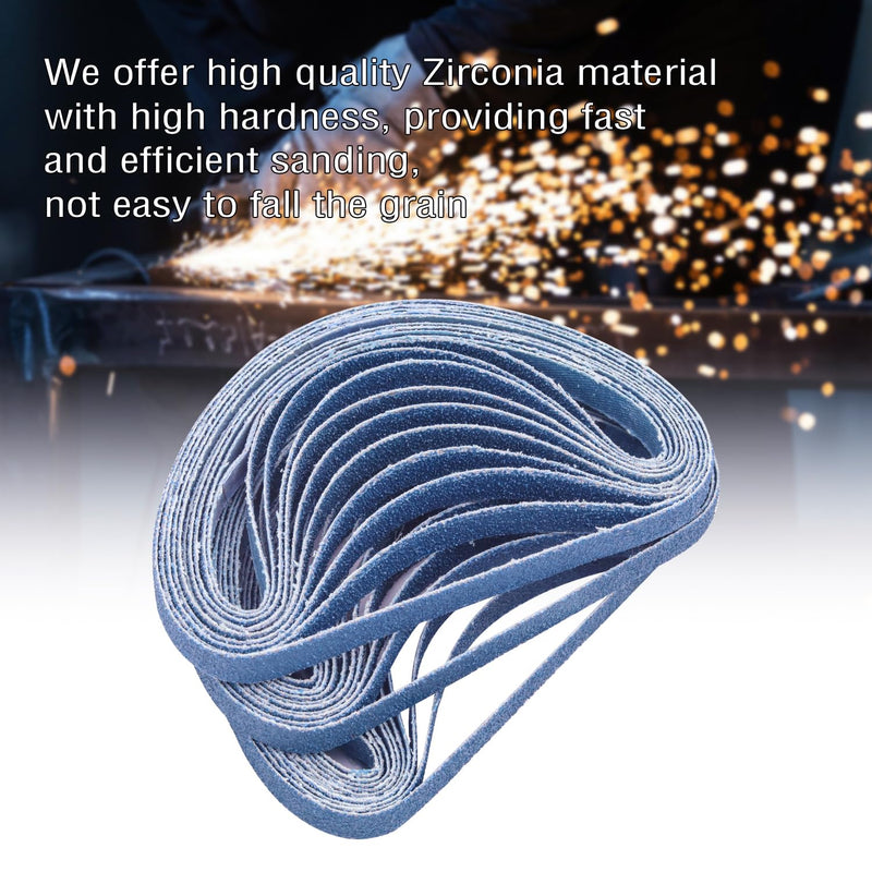 [Australia - AusPower] - 3/8" x 13" Zirconia Sanding Belts, 30 pack 3/8x13 Inch Sanding Belts 80 Grit, Zirconia Belt Sander Sanding Belts for Air File Belt Sander(3/8x13in, 80 Grit) 