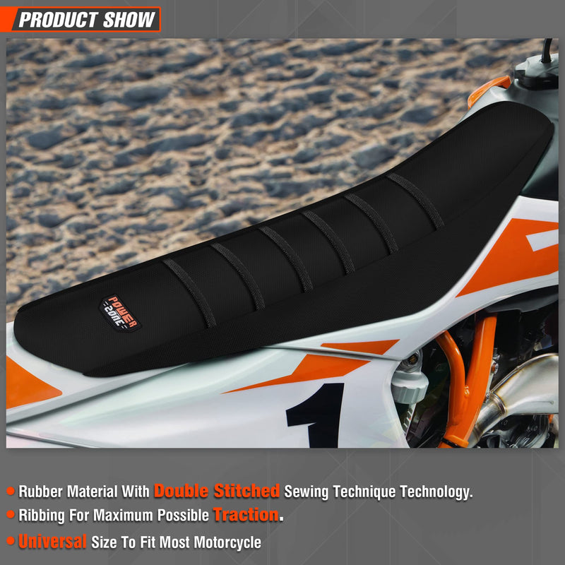 Universial Dirt Bike Seat Cover - Soft Ribbed Rubber Seat Covers for Motorcross Enduro (Black-2) White