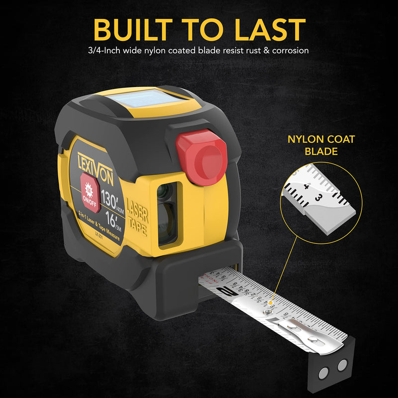 [Australia - AusPower] - LEXIVON 2 in 1 Digital Laser Tape Measure | 130ft/40m Laser Distance Meter Display On Backlit LCD Screen with 16ft/5m AutoLock Measuring Tape | Ft/Inch/Fractions/M/mm(LX-201) 