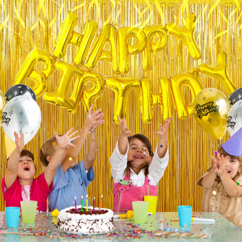 [Australia - AusPower] - Birthday Party Decorations: 3 Pack 3.3 x 9.9 ft Gold Foil Fringe Curtains Party Supplies, Tinsel Curtain Backdrop for Parties/Birthday/Photo Booth 