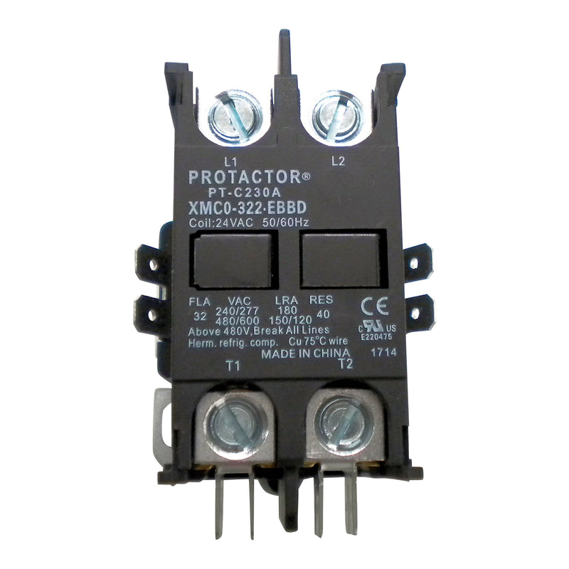 2 Pole 32 AMP Heavy Duty AC Contactor Replaces Virtually All Residential 2 Pole Models 30 Amps or Less