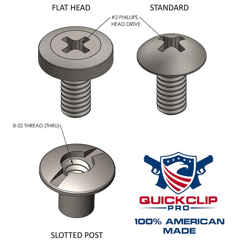 [Australia - AusPower] - 1/8" Black Chicago Screws & Binding Posts Fasteners for Leather Straps/Belts, Kydex Holster/Sheath Repair or Rivet Parts Replacement, Thru Hole Open Slot Design. Made in USA 10 Pack Flat Head 