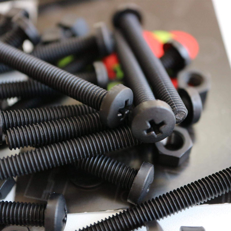 [Australia - AusPower] - 20 x Black Pan Head Screws Polypropylene (PP) Plastic Nuts and Bolts, Washers, M5 x 40mm, Anti-Corrosion, Chemical Resistant, (13/64 x 1 37/64 in) 