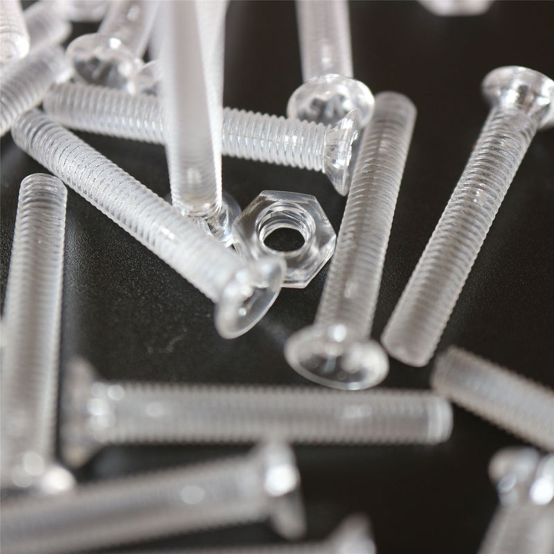 [Australia - AusPower] - 50 x Crosshead Countersunk Screws Nuts and bolts, Transparent Clear Plastic Acrylic, M3 x 20mm - Acrylic Plastic Screws, (3/32 x 25/32 in) 