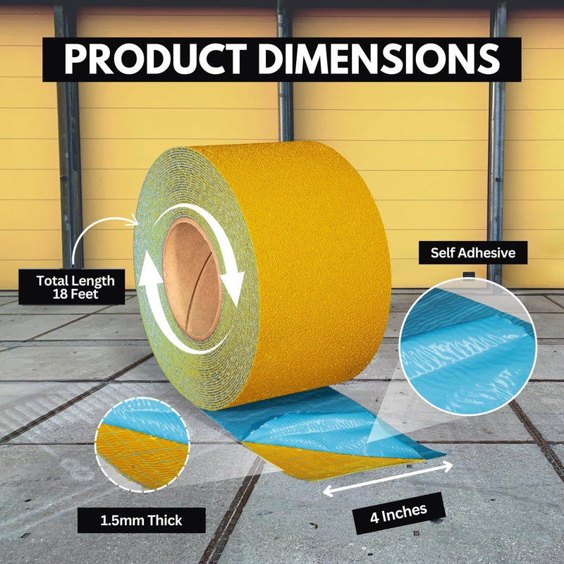 ifloortape DuraMark RPT-750 Yellow Reflective Pavement Marking Tape – Slip Resistant Premium Durability Outdoor Heavy-Duty Rubber Base Safety Tape (4 Inches x 18 Feet) 4 Inch x 18 Ft
