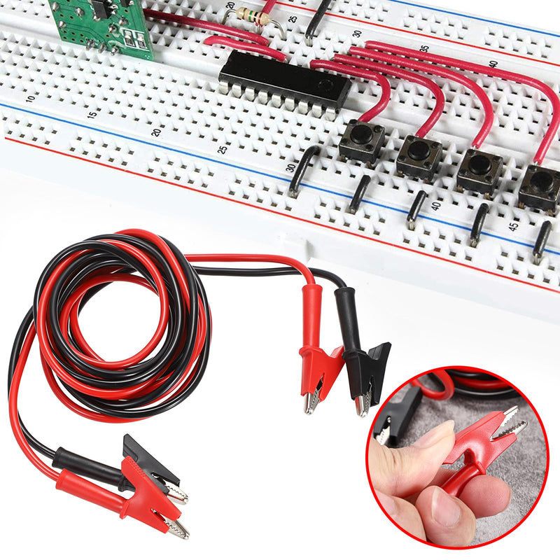 [Australia - AusPower] - Sumnacon Dual Ended Crocodile Alligator Clips, 15A Test Lead Wire Cable with Insulators Clips, 2Pcs 6.6 Ft/2M Test Flexible Cable with Protective Jack Copper Clamps for Electrical Testing 2 m 