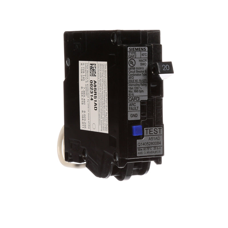 [Australia - AusPower] - Siemens QA120AFC 20-Amp Single Pole 120-volt Plug-On Combination AFCI Breaker 