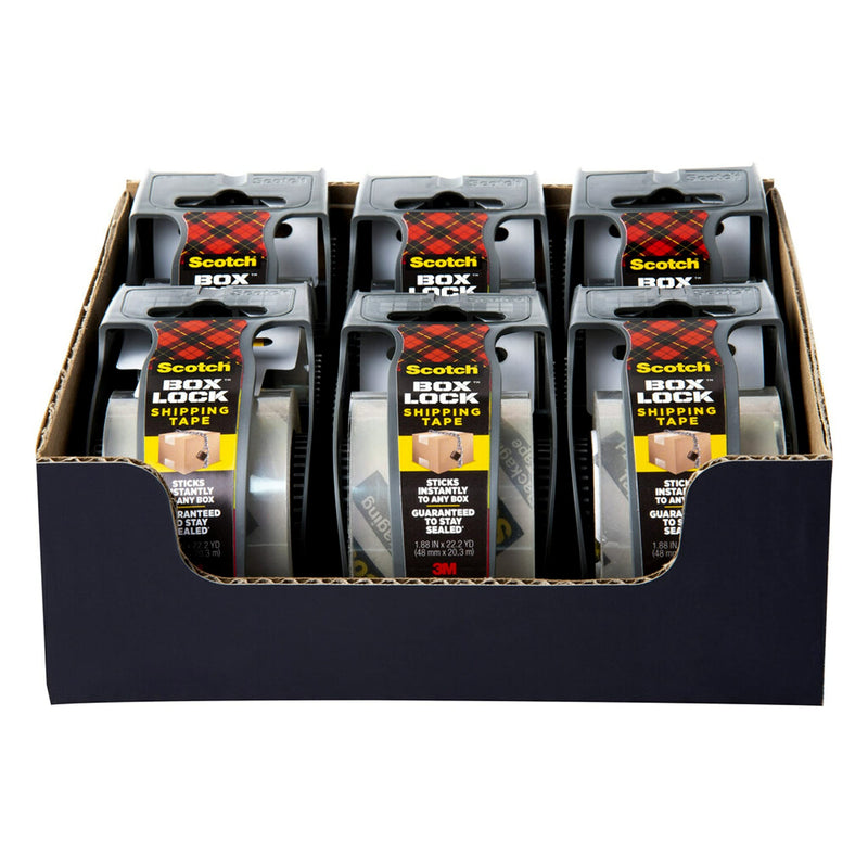 [Australia - AusPower] - Scotch Box Lock Packing Tape, Clear, Extreme Grip Moving Tape, 1.88 in. x 22.2 yd., 6 Packaging Tape Rolls with Dispensers 6 Rolls 