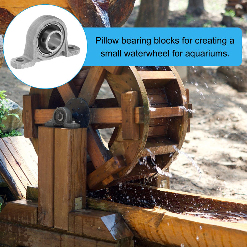[Australia - AusPower] - PATIKIL Pillow Block Bearing 5/8" / 17mm Bore, 2 Pcs Vertical Zinc Alloy Steel Mounted Flange Pillow Block Self Alignment Insert Bearings Bore Ball Housing for Machinery Power Agriculture 5/8" 