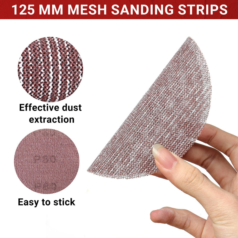 Sanding Mesh 125 mm, Grit 80 to 400 Sanding Net Set | Efficient Dust Removal Abranet for Wall Sander, Mesh Sandpaper for Wood, Metal, Car, Paint Mix grit