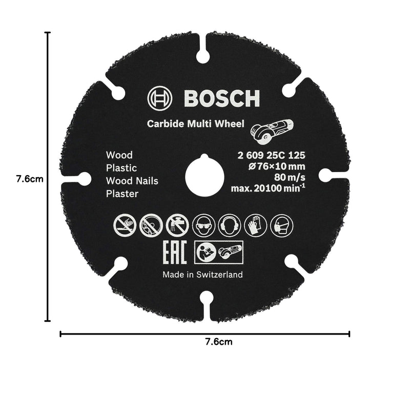 [Australia - AusPower] - Bosch 1 x Carbide Multi Wheel Cutting Disc (for Wood, Plastic, Drywall, Copper Tube, Diameter 76 mm, Bore Diameter 10 mm, Professional Accessories Angle Grinder) 