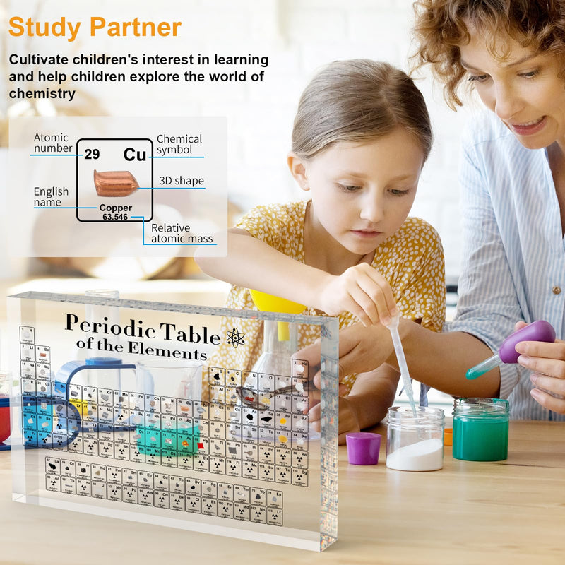 [Australia - AusPower] - Periodic Table with Real Elements Inside - 83 Kinds of Real Elements & Acrylic Display Stand, for Science Lovers, Students Chemistry Chart Tools, Gifts and Crafts Decoration (5.9" x 4.5") 5.9" x 4.5" 