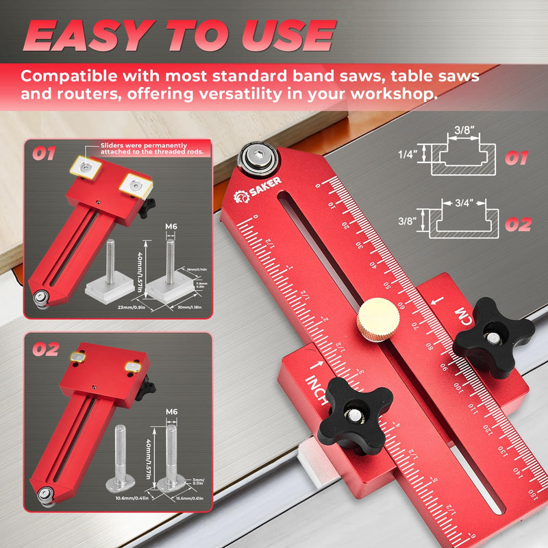 [Australia - AusPower] - Saker Contour Gauge (10 Inch) Profile Tool with Adjustable Lock and Saker Thin Rip Jig Table Saw Jig Guide 
