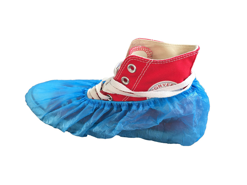 [Australia - AusPower] - Pack of 100 Shoe Protectors Single-Use, Disposable Polyethylene Chloride Tiga-Med Quality Blue 