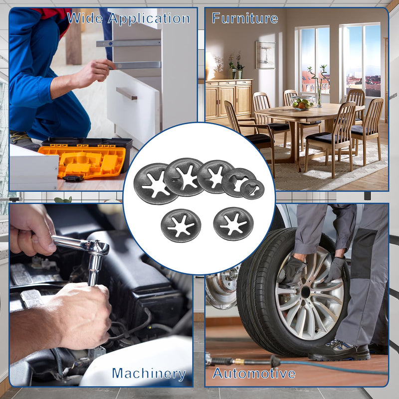[Australia - AusPower] - 50 Pcs Internal Tooth Washers, 5 Sizes Star Locking Washers Steel Quick Locking Washers Push On Speed Clips Fasteners Kit(M2/M2.5/M3/M4/M5) 5 Sizes B 50 