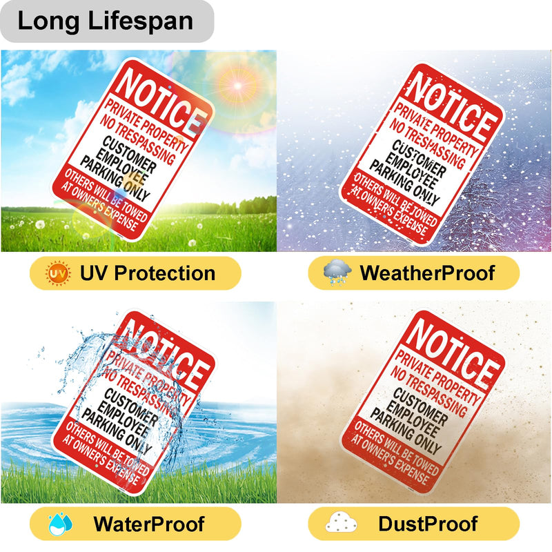 2 Pack Notice Private Property No Trespassing Customer/Employee Parking Only Signs. 18 x 12 Inch Others Towed Warning Sign. Customer Parking Reflective Rust Free Aluminum, Weatherproof & UV Protected