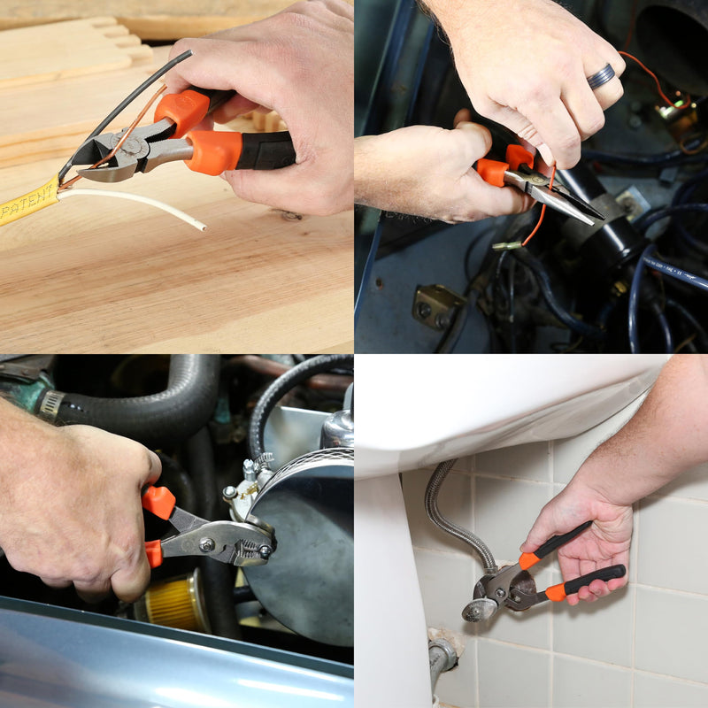 [Australia - AusPower] - Mayes Polystyrene 3 Foot Level, 4-Piece Pliers Set, 36 Inch Level Made in the USA, Includes 6-In Long Nose, Contractor, Plumber, and Carpenter Tools, Impact Resistant Frame 